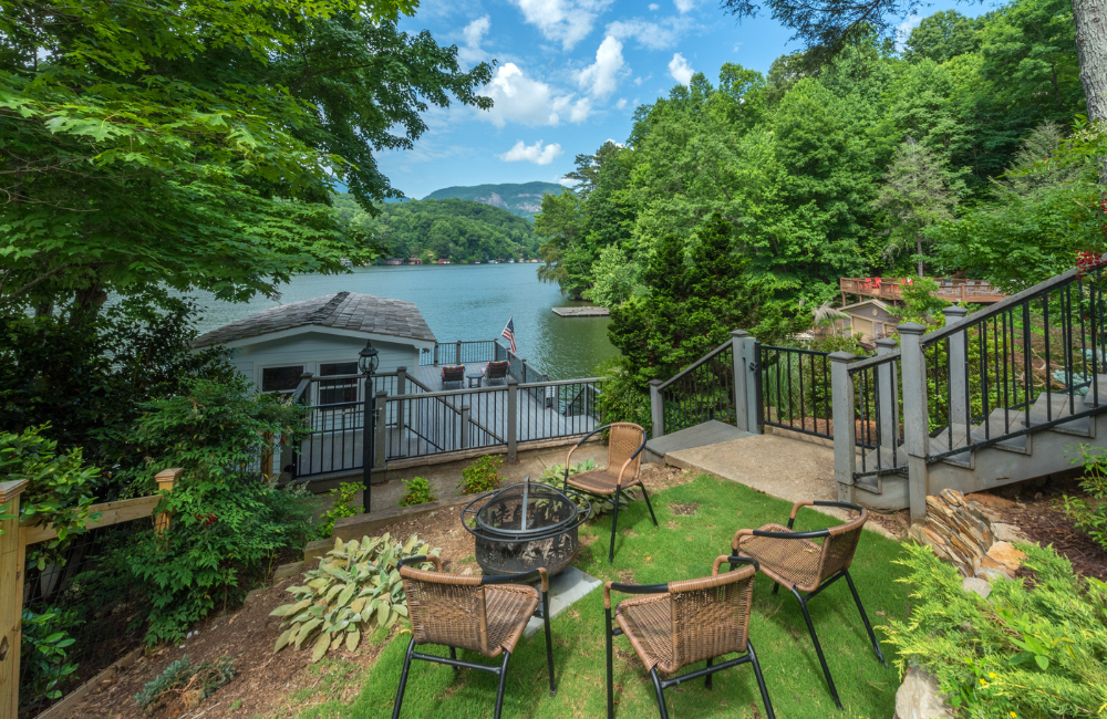 Firelight home images with dock and lake Greybeard Vacation Rentals