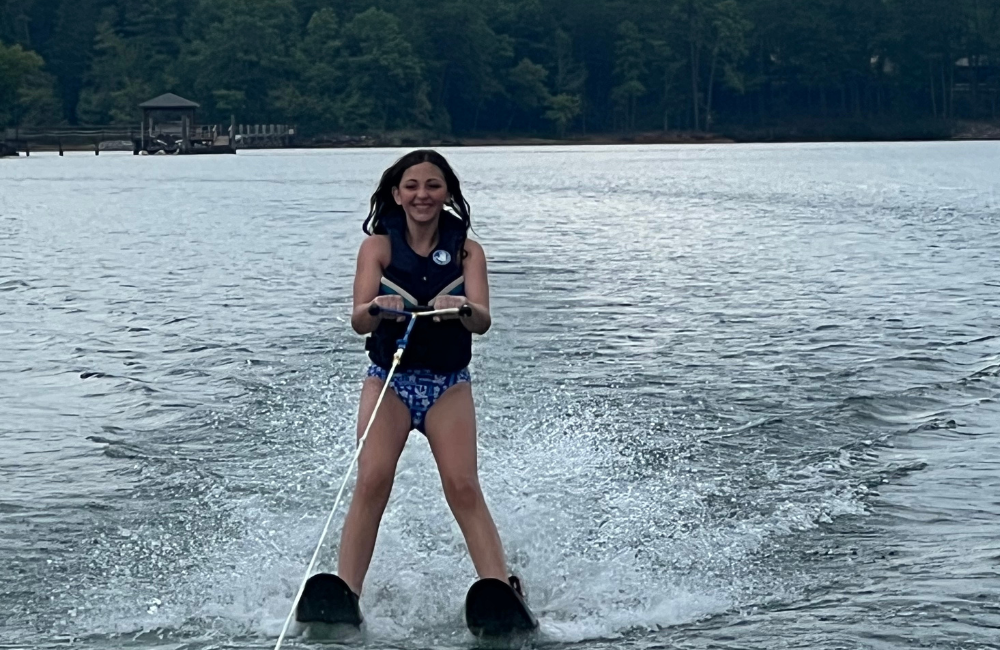Learning waterskiing with Greenflash Watersports Summer Camp