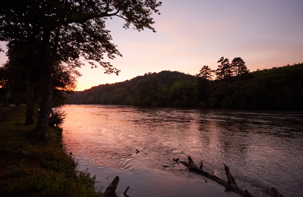 Asheville River Cabins evening view