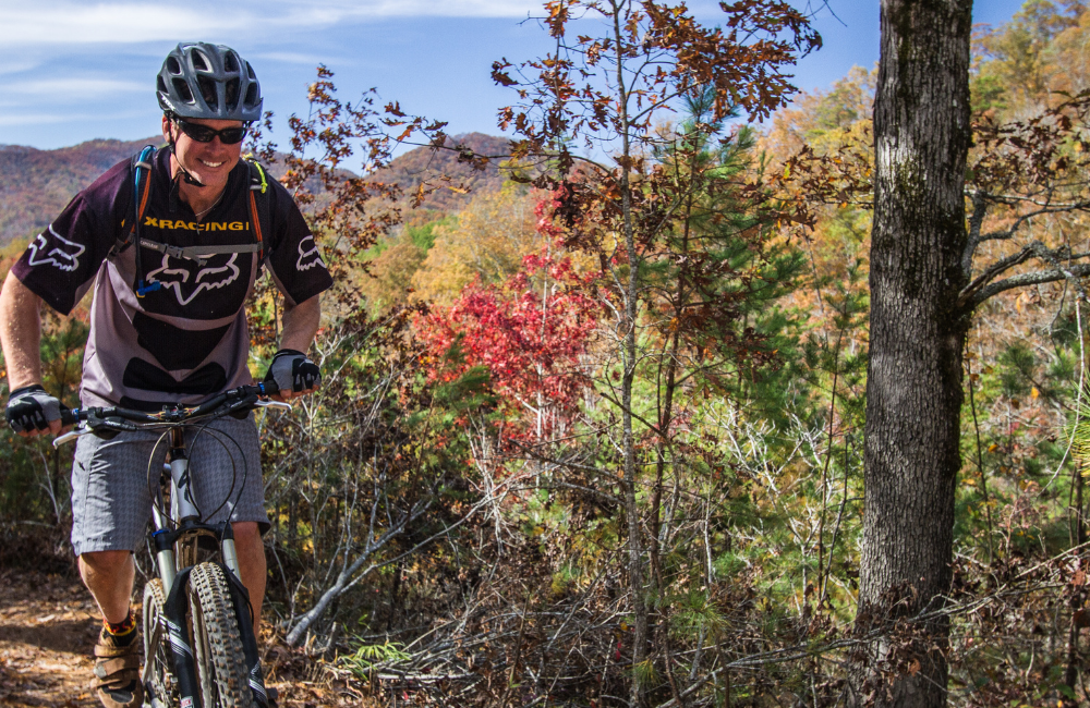 Riders on Rider on Flint Ridge Trail at NOC in Bryson City NC