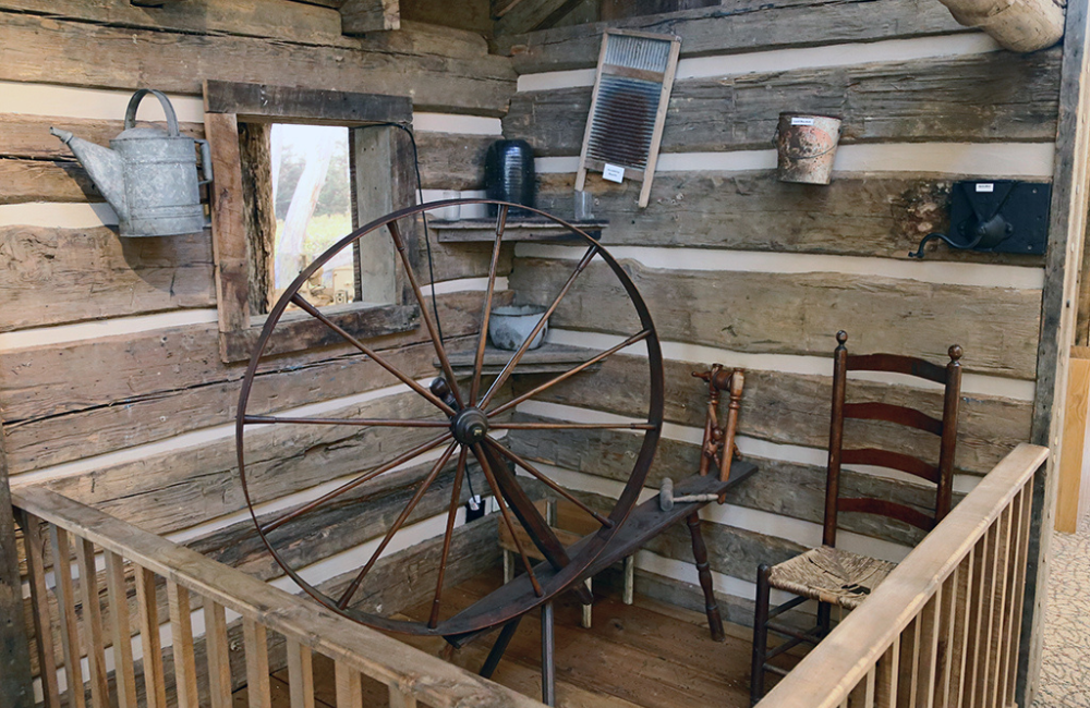 Historic cabin interior at Swain-County-Heritage-Museum