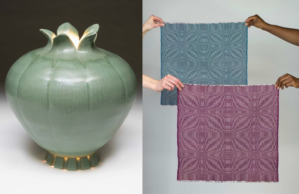 Ceramics by Christine Savage Mindel and fiber by Millie Smith
