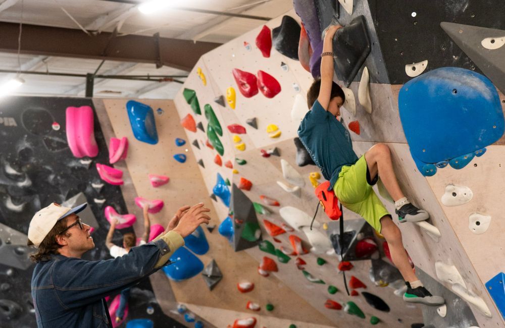 Kid rock climbing