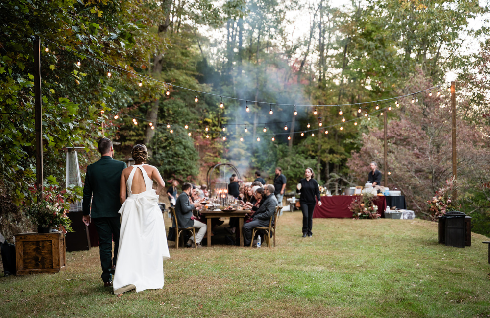 Wedding couple at reception at Outland Great Smoky Mountains Chalet & Suites