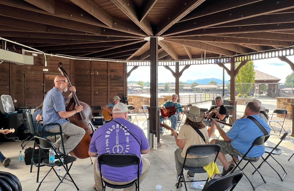 Players jamming at Earl Scruggs Music Festival