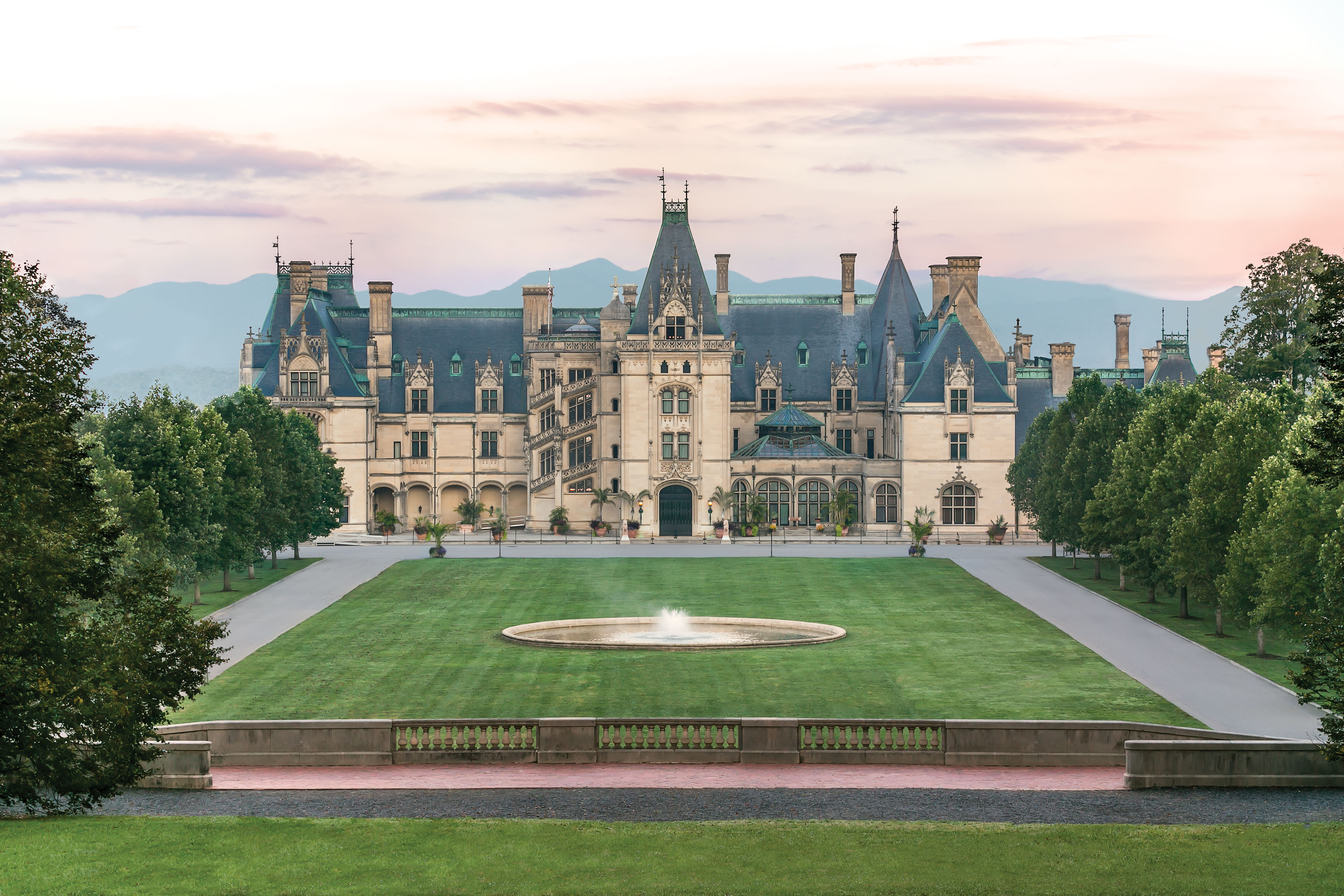 View of Biltmore House at sunset