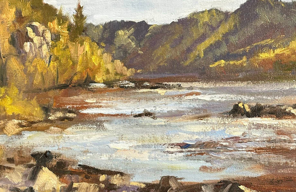 River landscape painting by Dennis Byrd for Hot Springs Arts Trail 