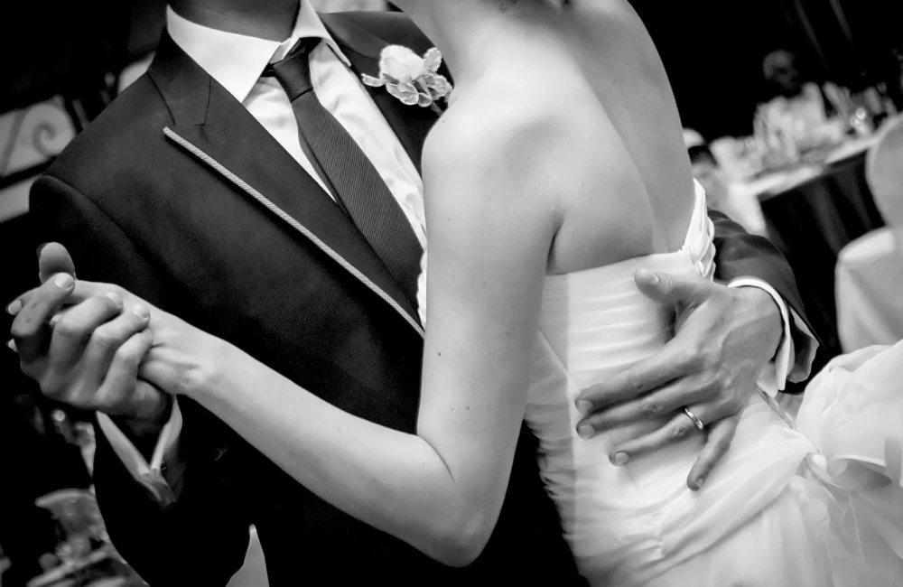 Dancing wedding couple