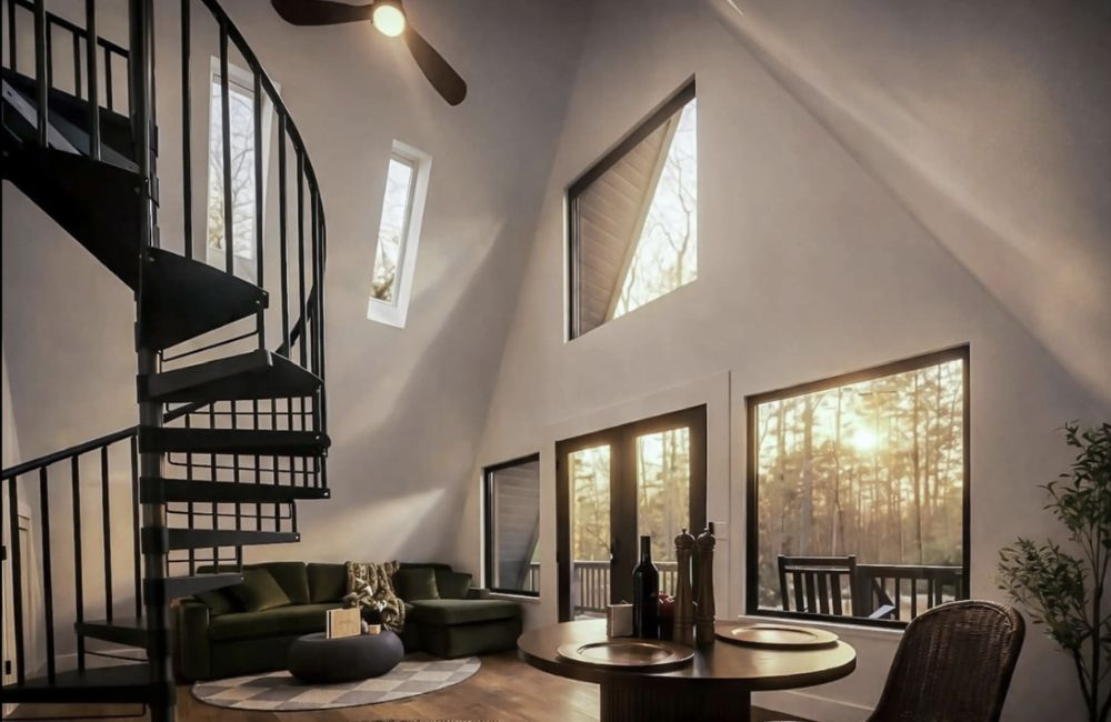 interior of modern cabin at Orchard’s Edge Luxury Mountain Retreat