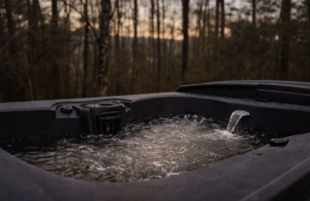 outdor hot tub at Orchard’s Edge Luxury Mountain Retreat