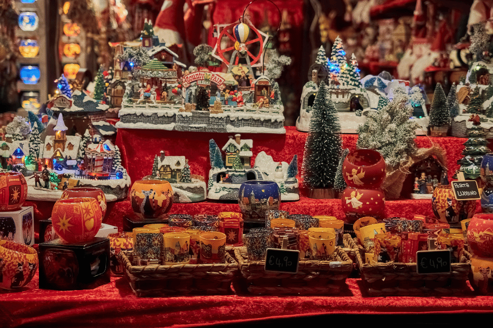 Christmas treats and goods arranged on a table
