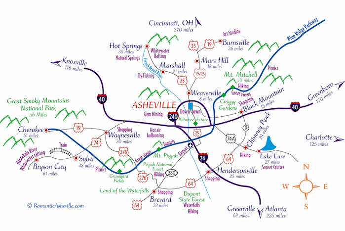 Map of downtown Asheville NC