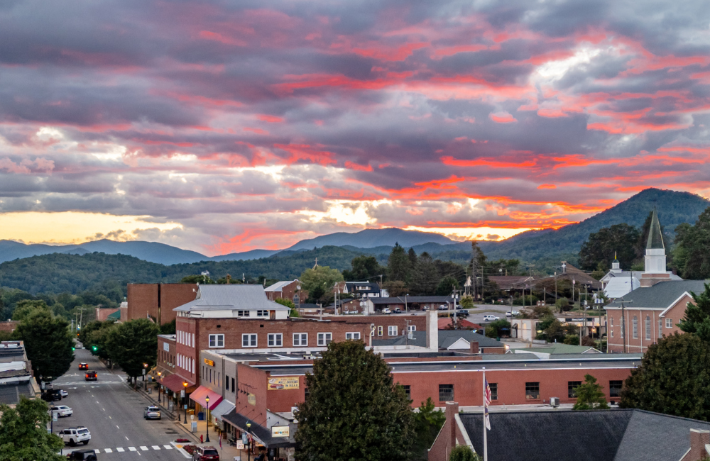 Downtown Franklin NC at Sunset
