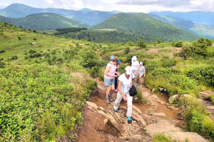 Women hiking on a Asheville Girlfriends Getaway