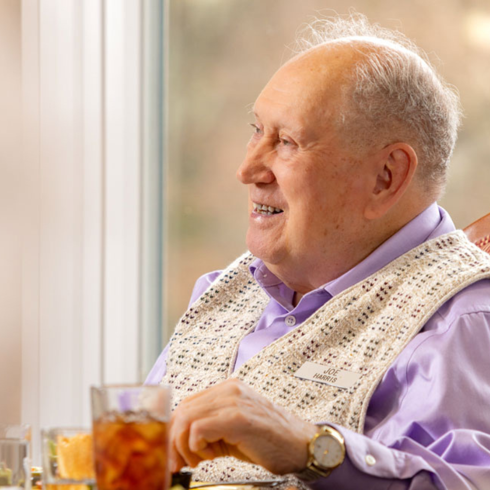 Retirement resident enjoying a meal