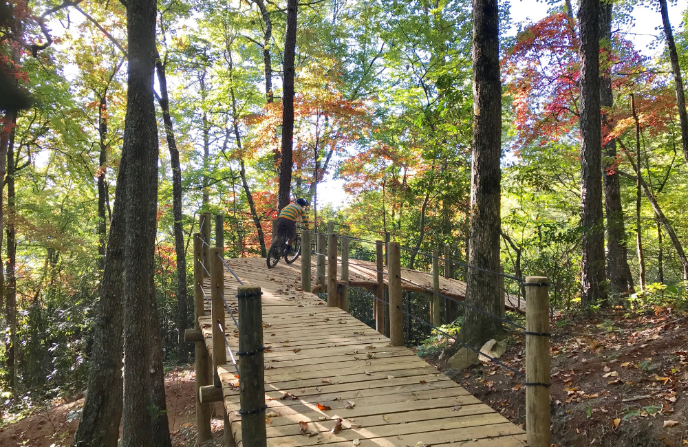 Bryson-City-NC-Fire-Mountain-Cherokee-Sky-Bridge in Fall