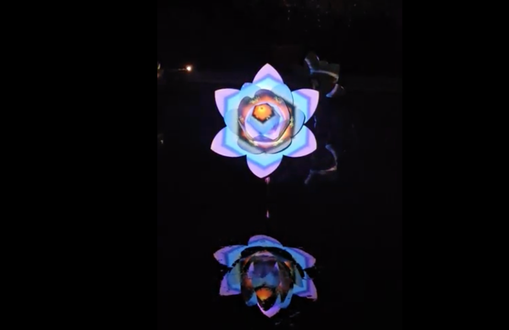 The pools of the Italian Garden at Biltmore during Luminere