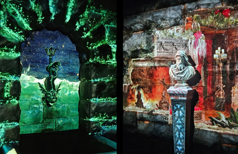 Two scenes from the Pergola at Biltmore during Luminere
