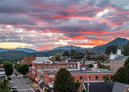 Downtown Franklin NC at Sunset