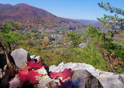 View of fall mountains in Madison County NC