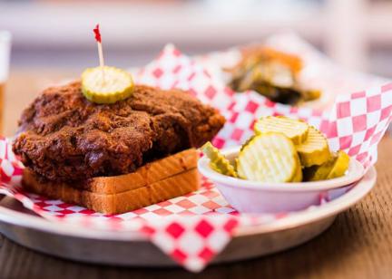 Platter of Food from Rocky's Hot Chicken Shack