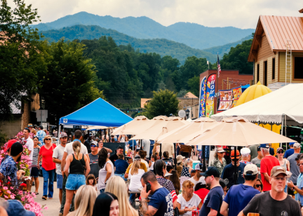 Bryson City NC Freedom Fest street party nestled in the mountains