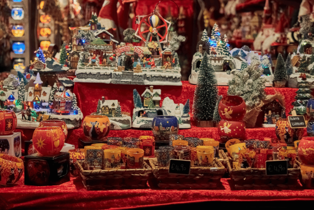 Christmas treats and goods arranged on a table