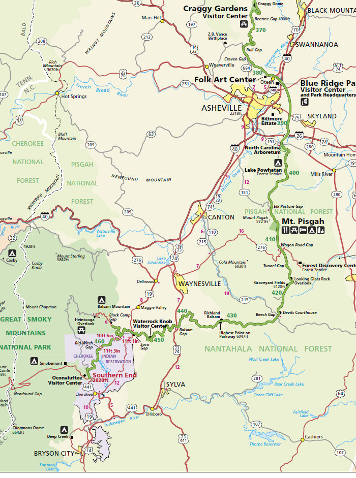 Blue Ridge Parkway Map South Asheville