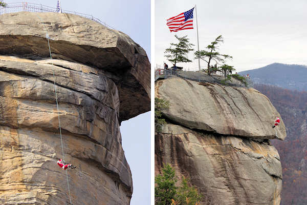 Santa on Chimney Rock, NC