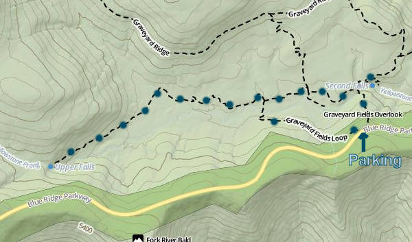 Graveyard Fields Hiking Map